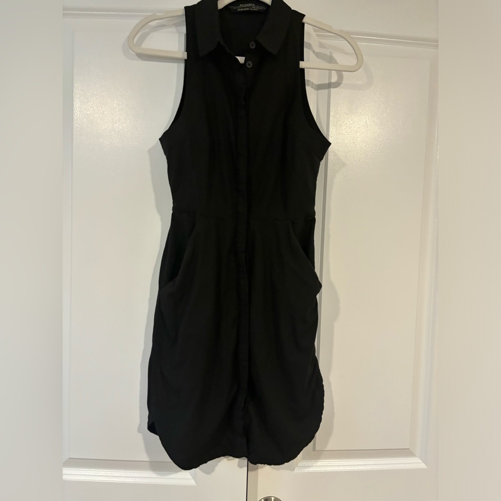 ALLSAINTS Women's Black Button Front Sleeveless Mel Shirt Dress Size US 0